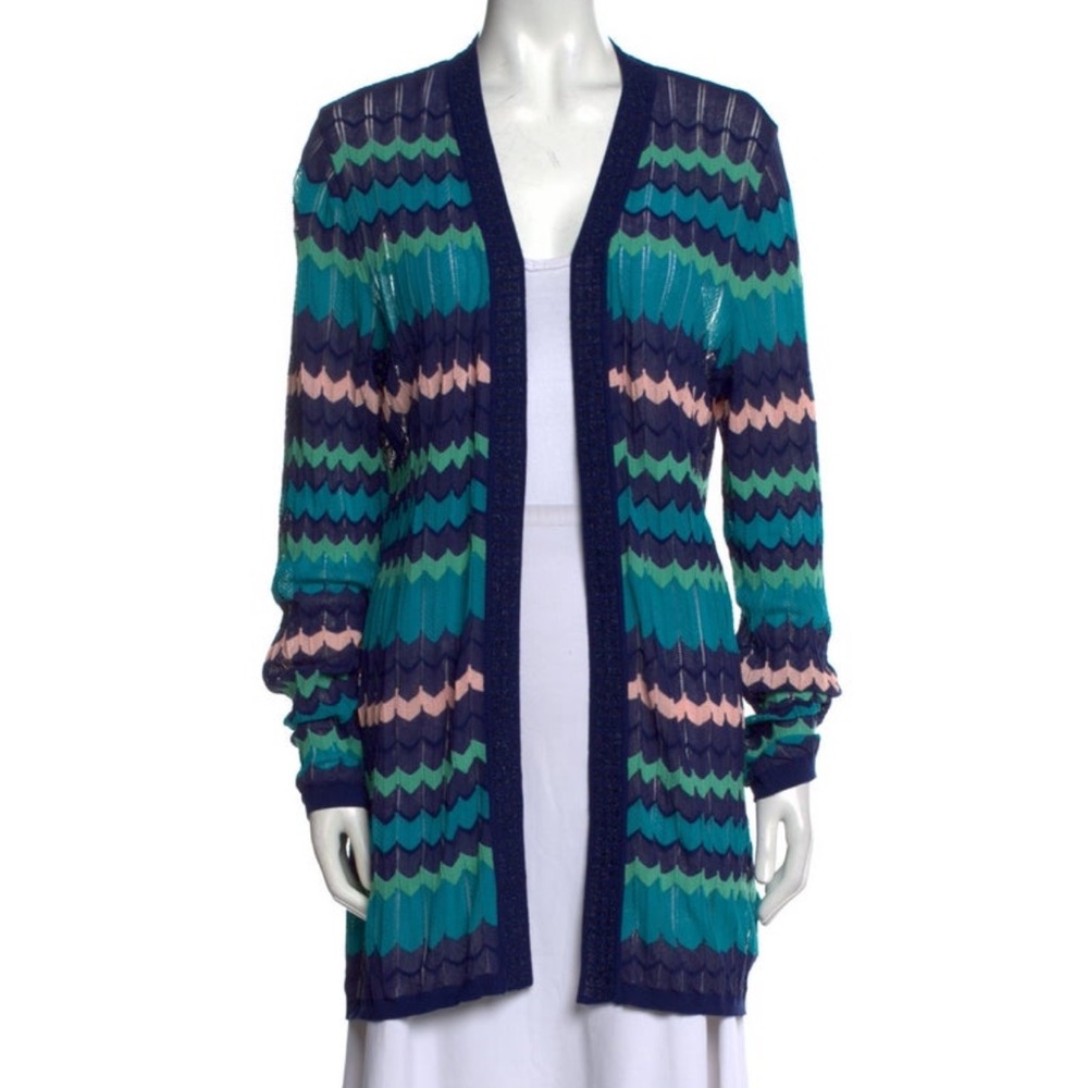 M Missoni Multicolor Chevron Zigzag Women's Cardigan